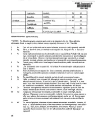 Minerals List and General Comments "More Definitive
