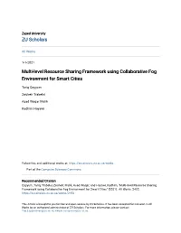 Multi-Level Resource Sharing Framework Using Collaborative Fog Environment for Smart Cities