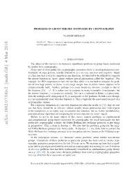 Problems in Group Theory Motivated by Cryptography