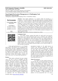 (SASJS) Nasal Septal Perforation Management:A Challenging Task