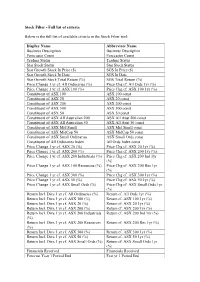 Stock Filter - Full List of Criteria