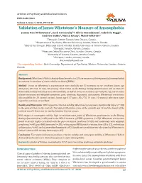 Validation of James Whetstone's Measure of Amaxophobia