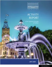 ACTIVITY REPORT of the National Assembly of Québec