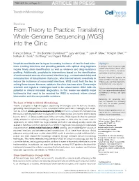 From Theory to Practice: Translating Whole-Genome Sequencing (WGS) Into the Clinic