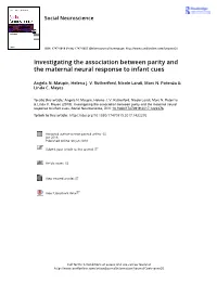 Investigating the Association Between Parity and the Maternal Neural Response to Infant Cues