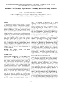 Non-Liner Great Deluge Algorithm for Handling Nurse Rostering Problem