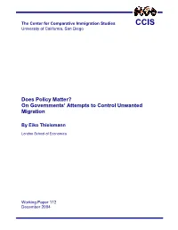 On Governments' Attempts to Control Unwanted Migration