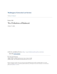 The Definition of Bailment, 11 St