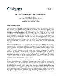 The Pecos River Ecosystem Project Progress Report