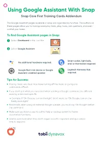 Using Google Assistant with Snap Snap Core First Training Cards Addendum