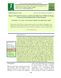 Impact of Weather Parameters on Flowering Behaviour of Different Mango Varieties in Central Plain Zone of Uttar Pradesh