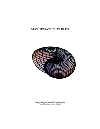 Mathematics Tables
