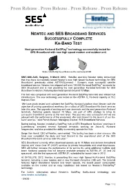 Newtec and Ses Broadband Services Successfully