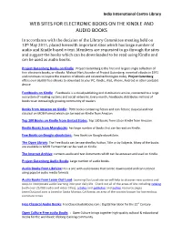 Web Sites for Electronic Books on the Kindle and Audio Books