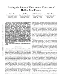 Battling the Internet Water Army: Detection of Hidden Paid Posters