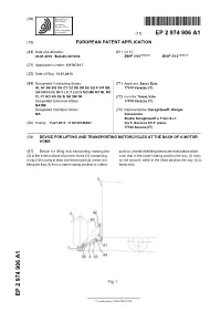 Device for Lifting and Transporting Motorcycles at the Back of a Motor Home