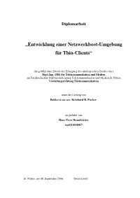 „Entwicklung Einer Netzwerkboot-Umgebung Für Thin-Clients“