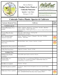 Finding Native Plants at Colorado Nurseries Speaker: Lisa Olsen Frontrangewildones@Gmail.Com February 27, 2021 Frontrangewildones.Org