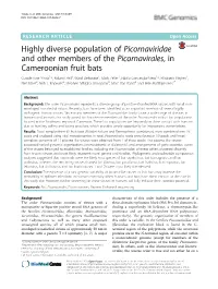 Highly Diverse Population of Picornaviridae and Other Members