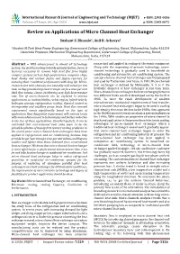 Review on Applications of Micro Channel Heat Exchanger