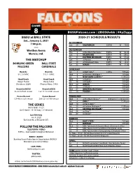 2020-21 SCHEDULE/RESULTS BGSU at BALL STATE the MATCHUP the SERIES FOLLOW the FALCONS