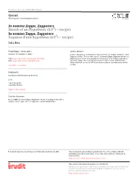 In Nomine Zappa, Zappatore: Sketch of an Hypothesis (S/Z2) + (Sv/Gw)