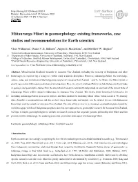 Mātauranga Māori in Geomorphology: Existing Frameworks, Case Studies and Recommendations for Earth Scientists