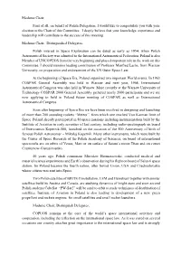 Madame Chair, First of All, on Behalf of Polish Delegation, I Would Like To
