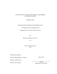 The Effects of the Intuitive Prosecutor Mindset on Person Memory