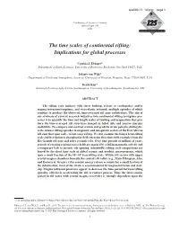 The Time Scales of Continental Rifting: Implications for Global Processes