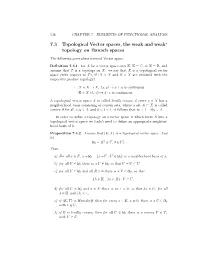 7.3 Topological Vector Spaces, the Weak and Weak⇤ Topology on Banach Spaces