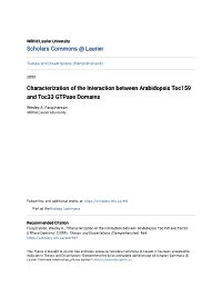 Characterization of the Interaction Between Arabidopsis Toc159 and Toc33 Gtpase Domains