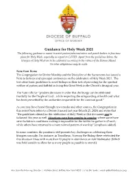Guidance for Holy Week 2021