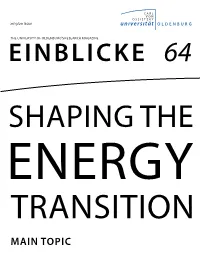 SHAPING the ENERGY TRANSITION MAIN TOPIC Editorial