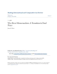 Wye River Memorandum: a Transition to Final Peace Justus R