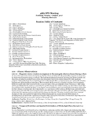 48Th SPD Meeting Session Table of Contents