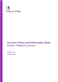 Eritrea: Religious Groups
