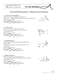 Forearm/Wrist Isometric – Home Exercise Program