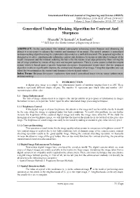 Generalized Unsharp Masking Algorithm for Contrast and Sharpness