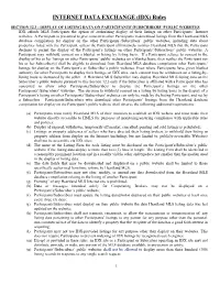 INTERNET DATA EXCHANGE (IDX) Rules