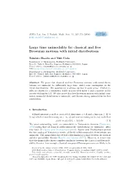 Large Time Unimodality for Classical and Free Brownian Motions with Initial Distributions
