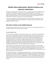Mobile Video Optimization: Market Evolution and Operator Implications