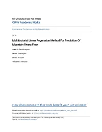 Multifactorial Linear Regression Method for Prediction of Mountain Rivers Flow
