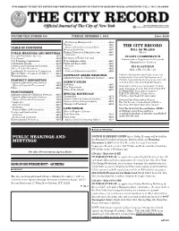 The City Record the Comptrollers Report on Status of Existing Capital Projects on July 1, 2015, 108 Pages