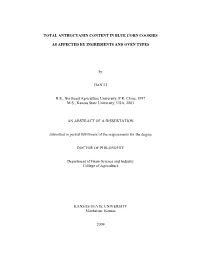 Total Anthocyanin Content in Blue Corn Cookies As Affected by the Various Acids and Oven Types