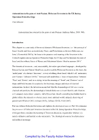 Antisemitism in the Guise of Anti-Nazism: Holocaust Inversion in the UK During Operation Protective Edge