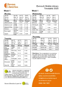 Exmouth Mobile Library Timetable 2020
