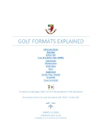 Golf Formats Explained