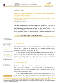 Inertial Dynamometer for Shell Eco-Marathon Engine: Validation
