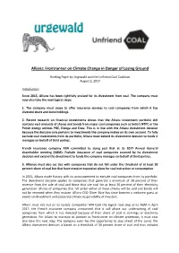Allianz: Frontrunner on Climate Change in Danger of Losing Ground